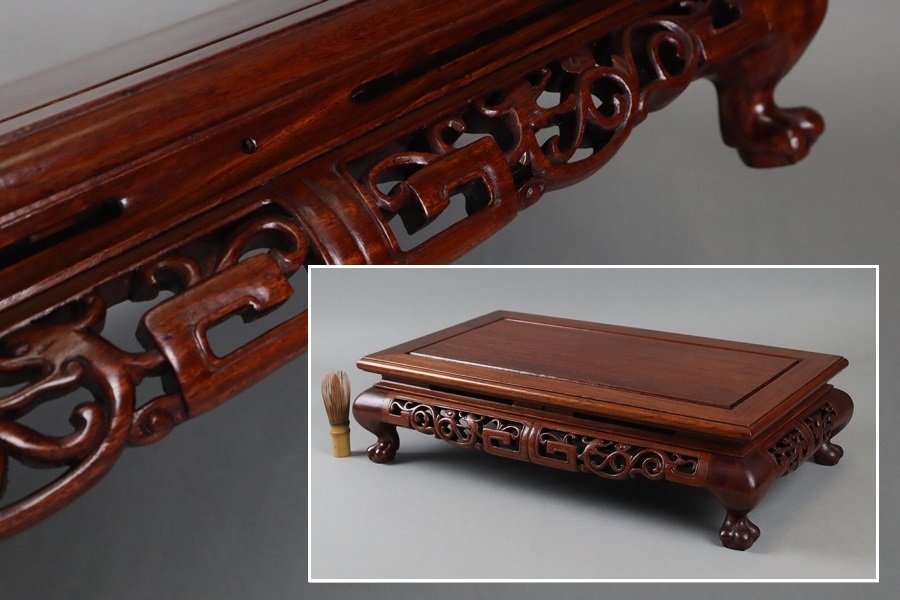 時代 古唐木造 根彫刻花台 23cm 根卓 盆栽台 香炉台 飾台/