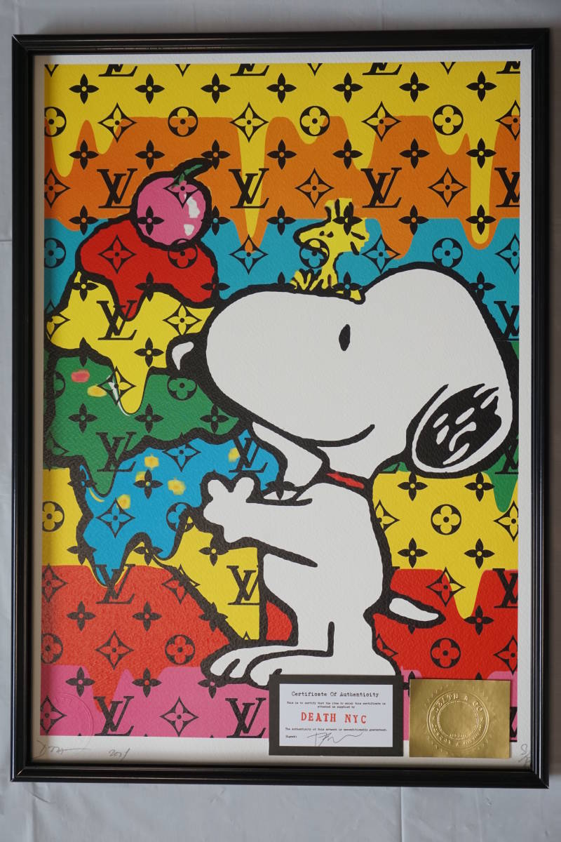 DEATH NYC ポップアート スヌーピー赤 オシャレ額縁 DEATH NYC ポップ