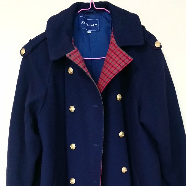 familiar - ファミリア ファミリアチェック紺コート 160 大人でも❣の