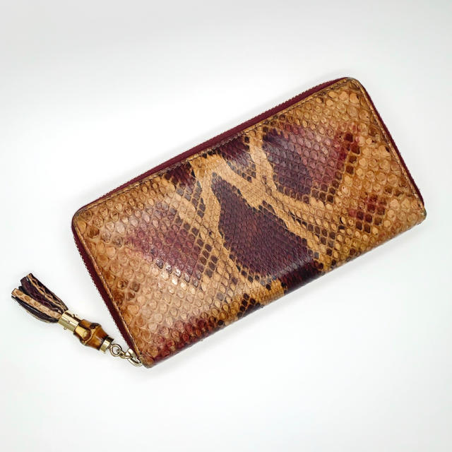 グッチ パイソン ラウンドファスナー長財布 GUCCI 長財布 ヘビ革ピンク