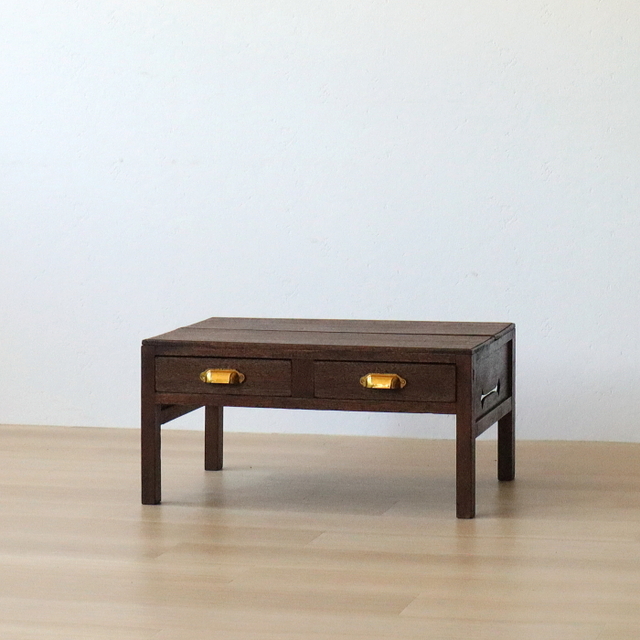 アンティーク 無塗装 引き出し付き 木製 文机 古家具 ラワン材