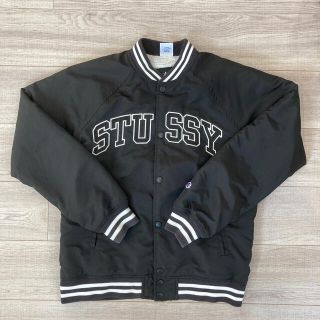 STUSSY × Champion スタジャン アーチロゴ ブラック L STUSSY
