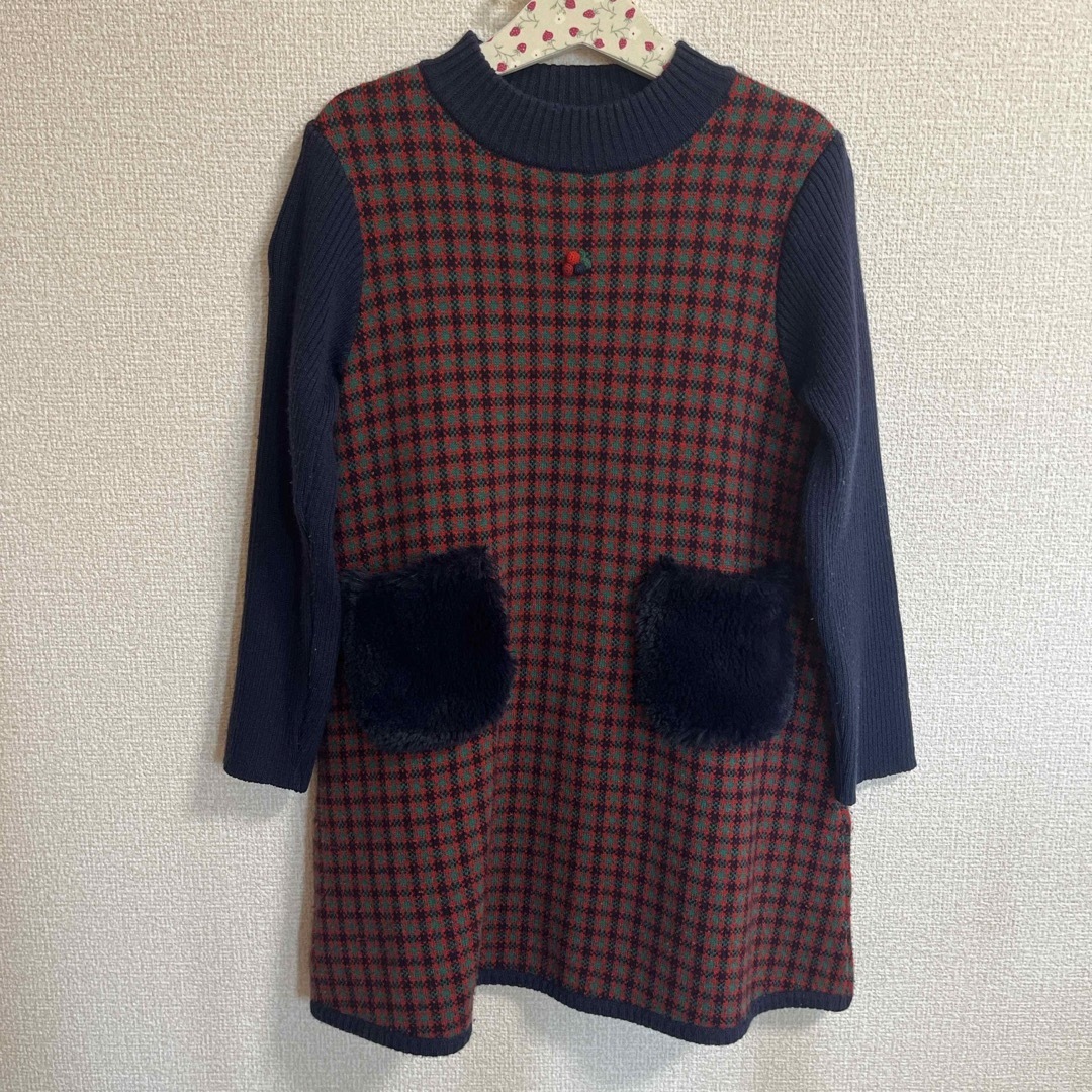 familiar - ファミリアチェック ニットワンピース 120の通販 by のりこ