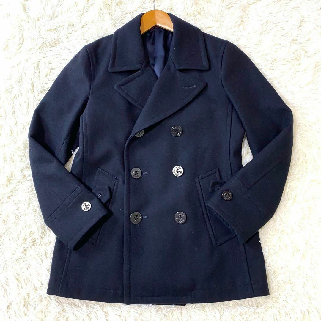 ポールスミス ネイビー ダブルブレスト ピーコート ウール ポール