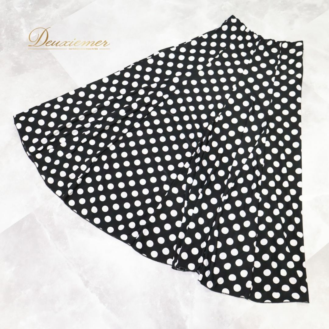フラメンコ衣装】ブラック ファルダ スカート 黒 白 水玉 ドット