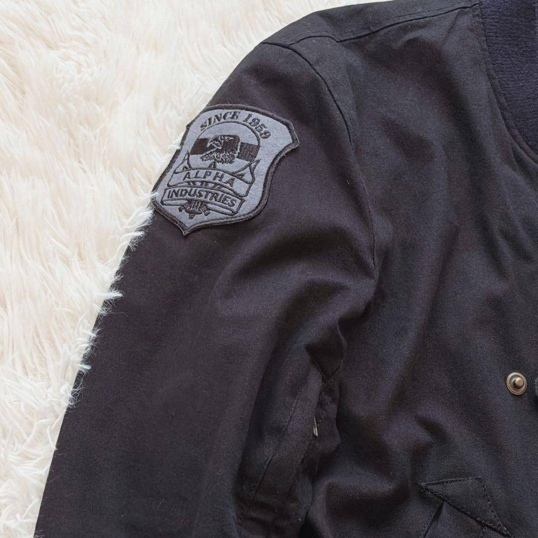 ALPHA フライトジャケット MA-1タイプ 刺繍ロゴ ワッペン付き M 黒