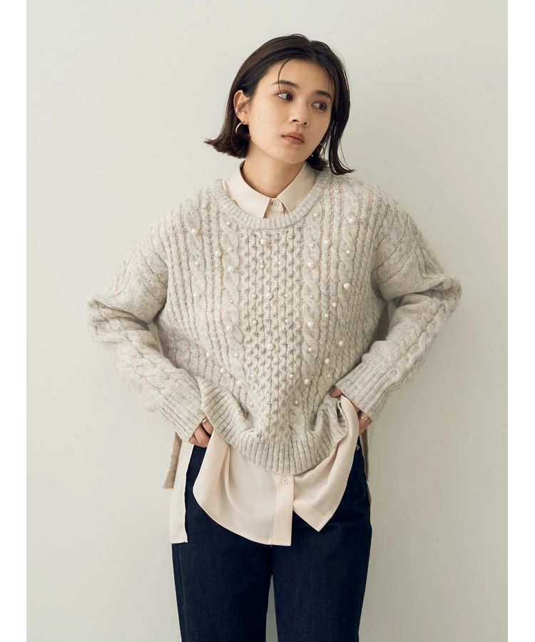 PEARLY GATES ケーブル編みセーター サイズ0サイズ PEARLY GATES