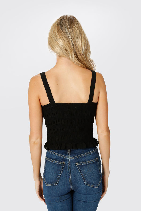 Adele Smocked Top - Black - $16 | Tobi US