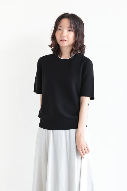 Theory(セオリー) WOOSTER CREPE KNIT LINKS LINKS TEE BLACK