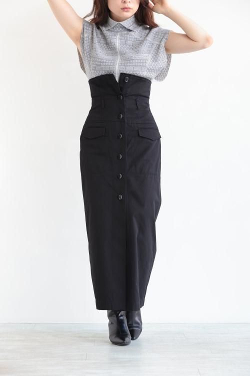 Mame Kurogouchi(マメ) Organic Cotton Twill Fold-Over Waisted Skirt