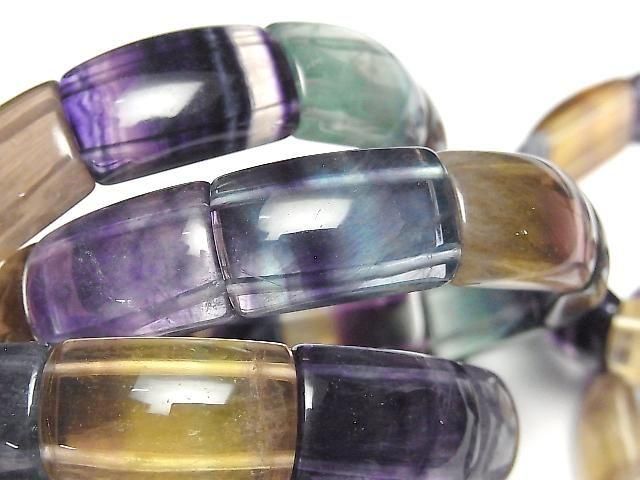 マルチカラーフローライト 2つ穴レクタングル23×13×8mm ブレスレット