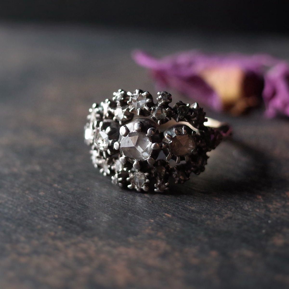 ヴィクトリアン 10金 シルバー ダイヤモンド リング（Victorian 10KYG