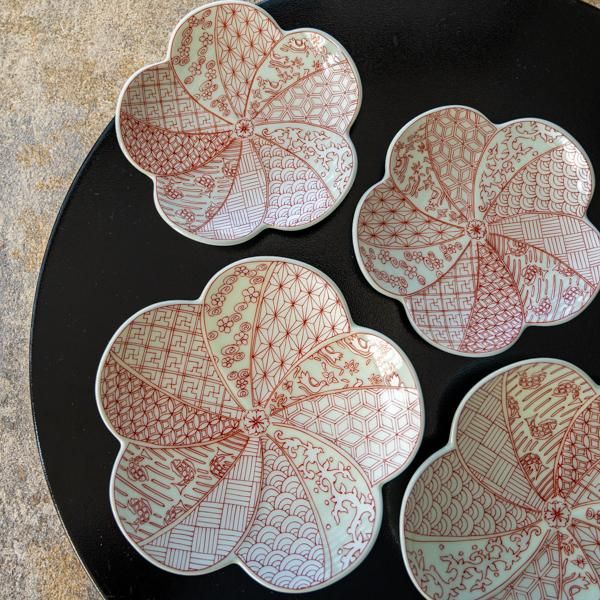 錦銀彩梅型プレート(レッド) | 食器 おしゃれ 和皿 華やか お祝い