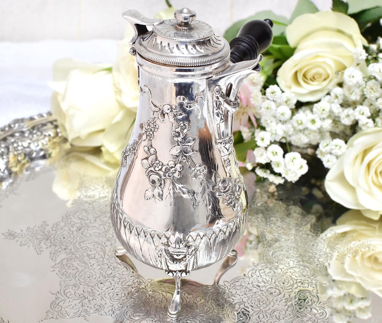 仏アンティーク銀器【銀950】チョコレートポット/コーヒーポット