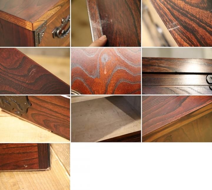 岩手の伝統工芸家具、岩谷堂箪笥 欅材を使用した漆塗り4段・5杯