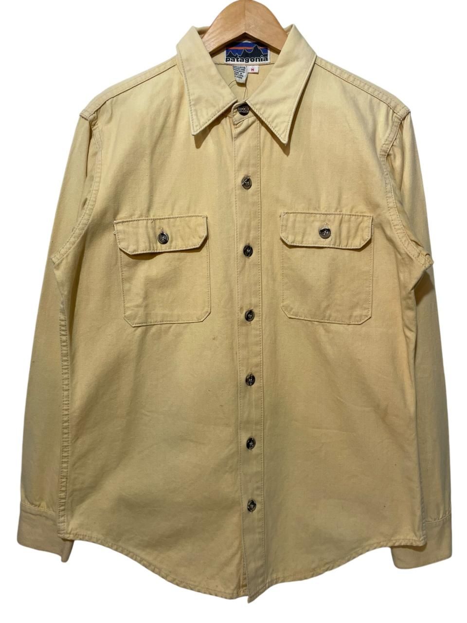 70s patagonia Canvas Shirt 黄 M パタゴニア キャンバスシャツ 長袖