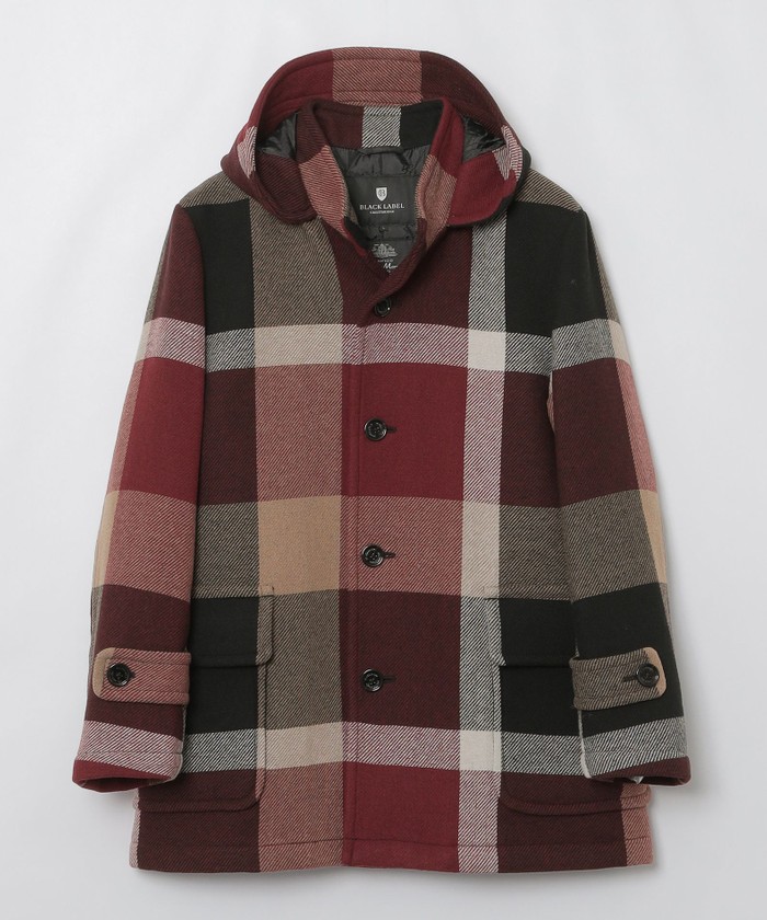 店舗限定】MORGANTI クレストブリッジチェックフーデッドコート