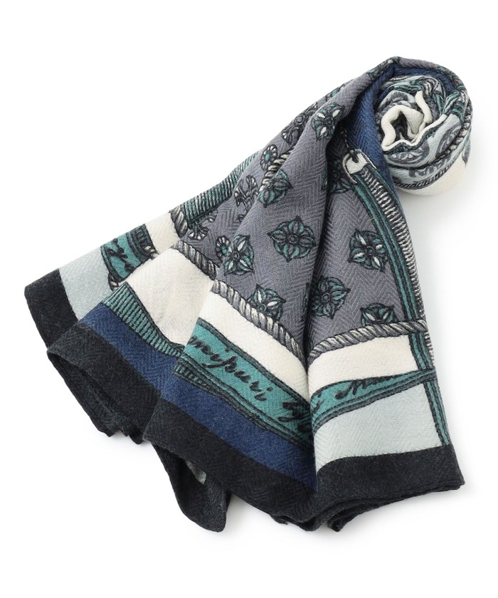 manipuri 大判 ウールシルク スカーフ ストール オータムガーデン