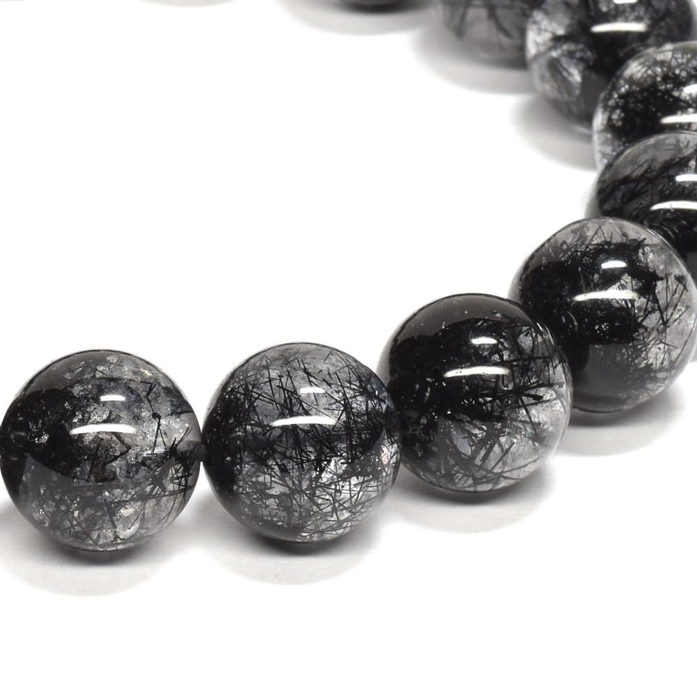 わけあり品) ブラックトルマリン・イン・クォーツ ブレスレット 10.5mm
