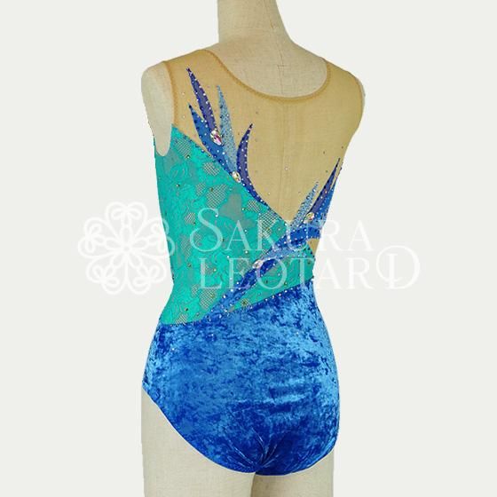 Lサイズ｜ブルー｜装飾付きレオタード バトン衣装（ol-118） - バトン