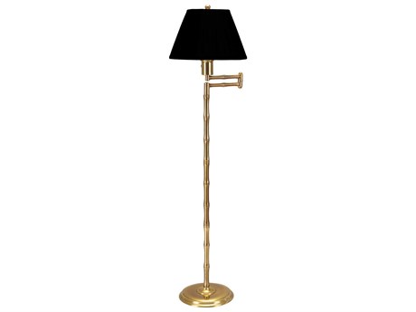 Frederick Cooper Pearson Gold Black Silk Brass Floor Lamp | FDC65072
