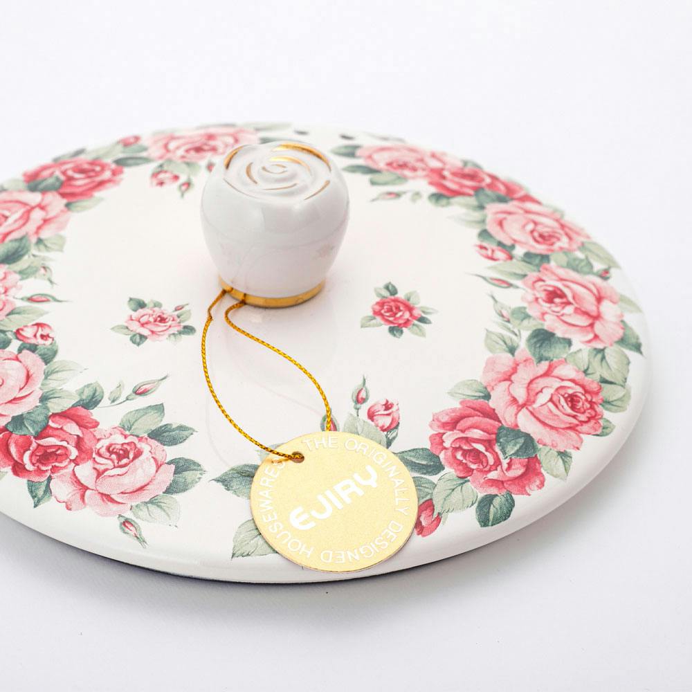 エジリー インペリアルローズ 琺瑯 両手鍋 18cm 薔薇 ガス火 IH対応