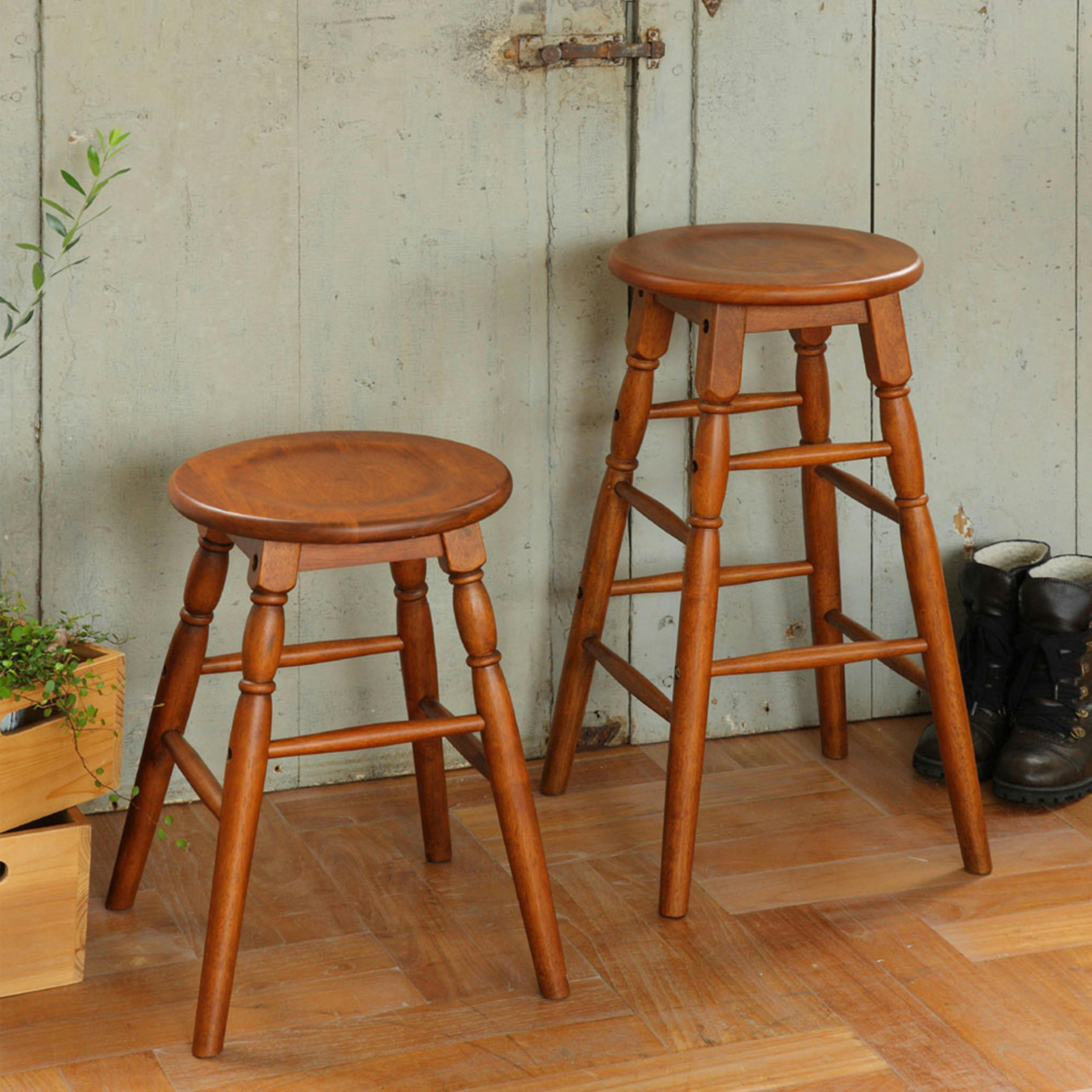アンティーク調の高さ60cmのハイスツール hommage High Stool ブラウン