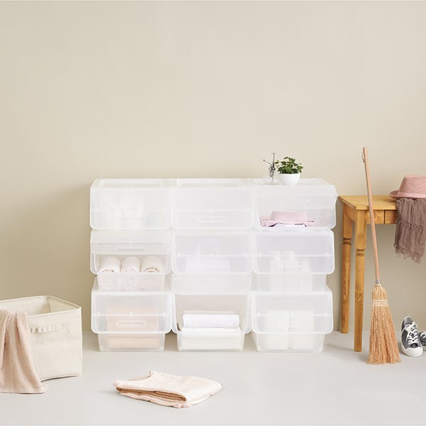 SANKA squ+ サンカ フロック 重ねて使える蓋付き衣装ケース 浅型 froq