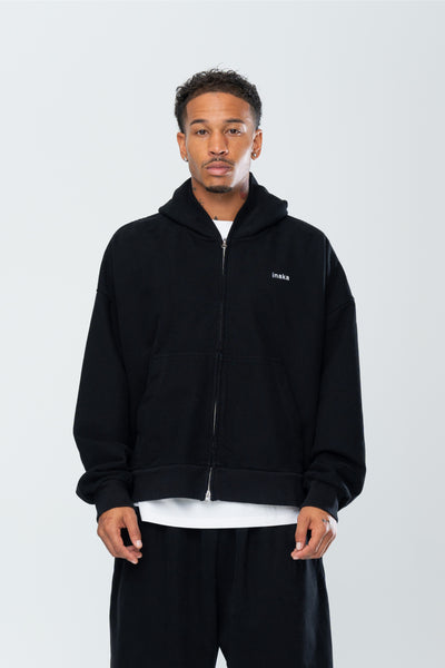 BASICS DOUBLE ZIP HOODIE - BLACK – Inaka Power