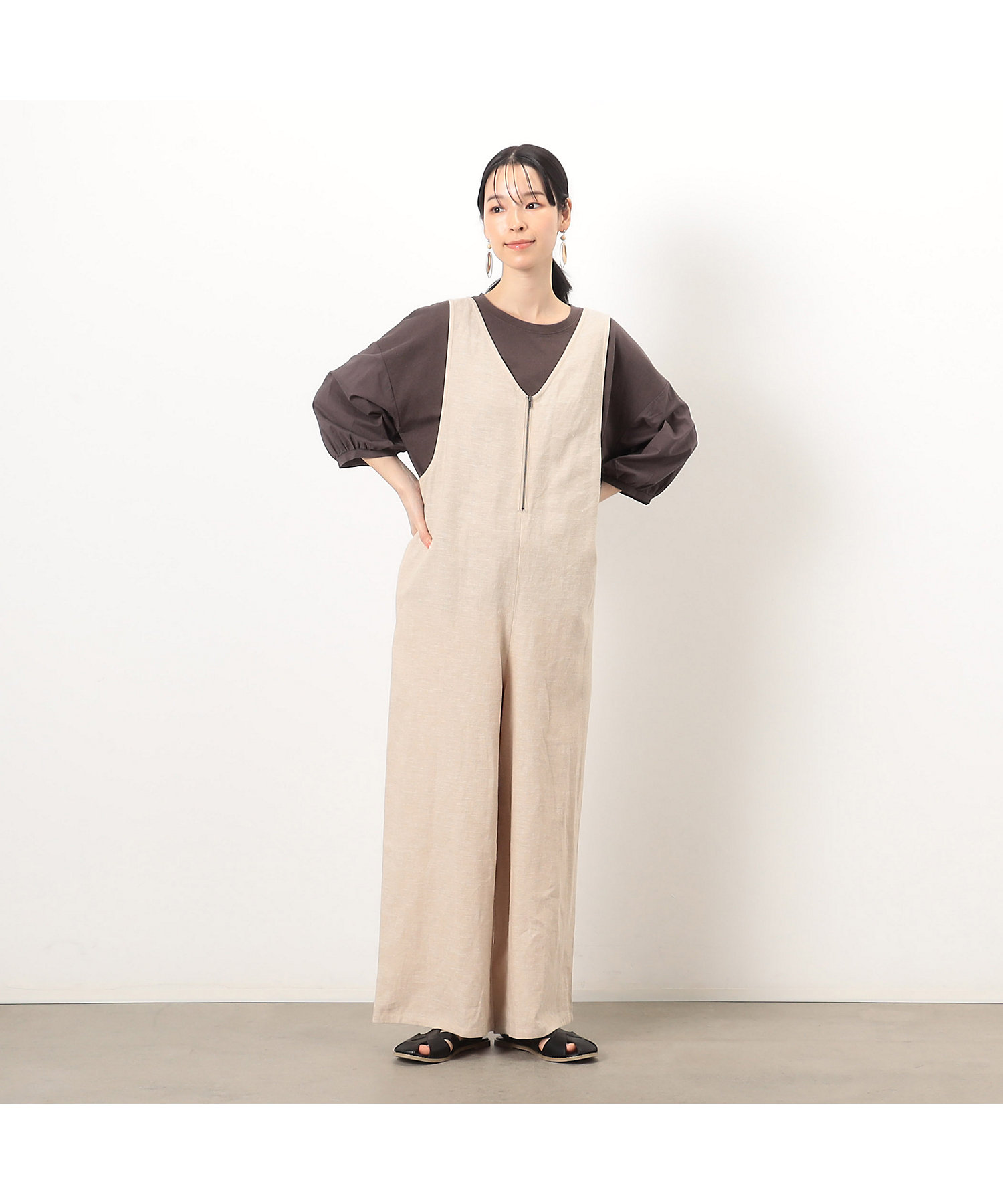 美品 パラスパレス ムラ糸ダンガリー オールインワン サロペット