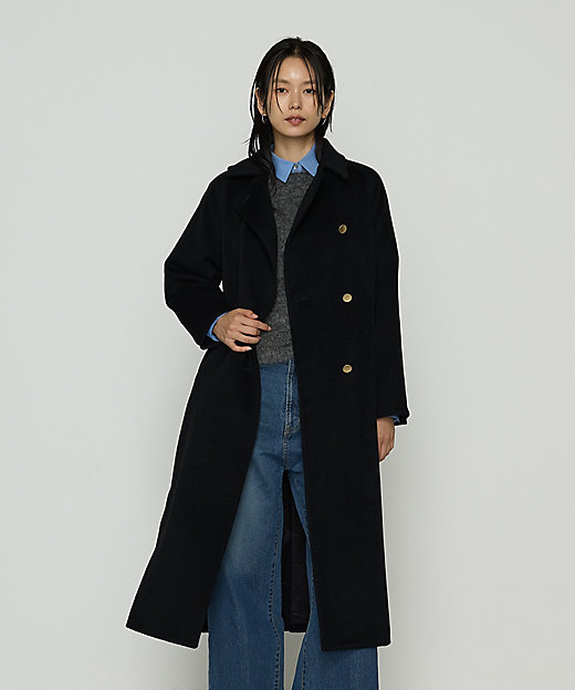 極上アンゴラ70%】Burberry's ロングコート 黒 ラグラン 比翼仕立 極上