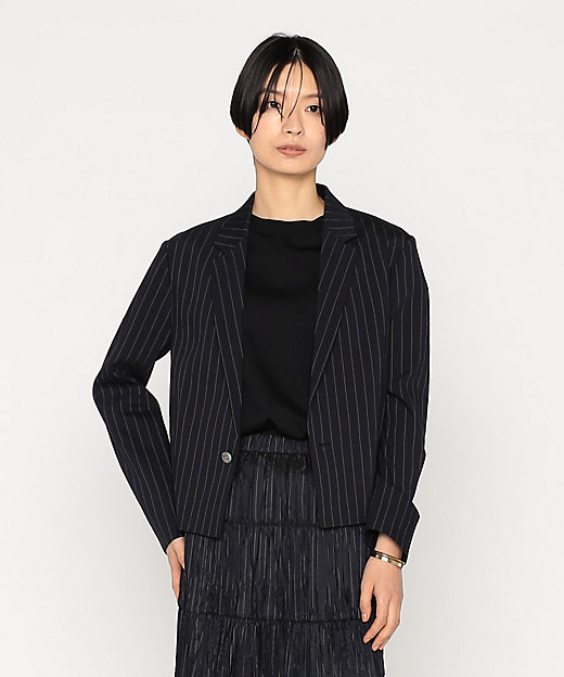 ＋サイズ 〕 マニッシュストライプ ジャケット（2866JK06