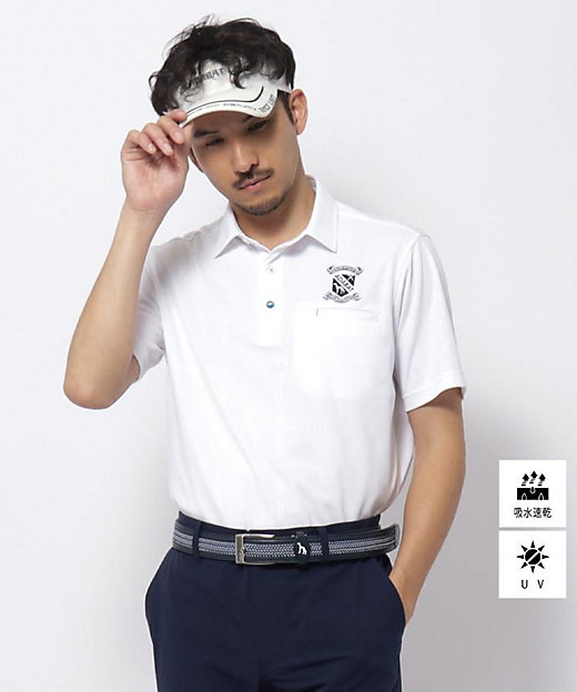 UVカット／吸水速乾 クールコアロゴチェックポロシャツ