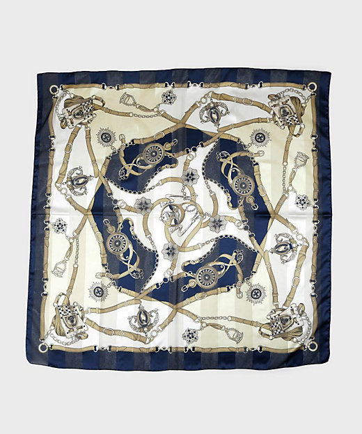 手洗い／88cm正方形】シアー素材チェーン柄スカーフ