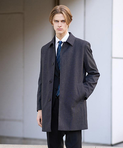 ダウンライナー付き】メランジ ステンカラー コート