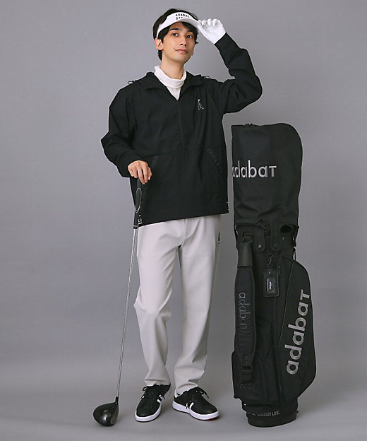 新品】adabat アダバット ゴルフウェア 総柄 撥水プルオーバーブラック