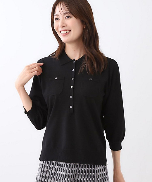 透けにくい◎】衿付き七分袖ニット（2002506082） | Reflect