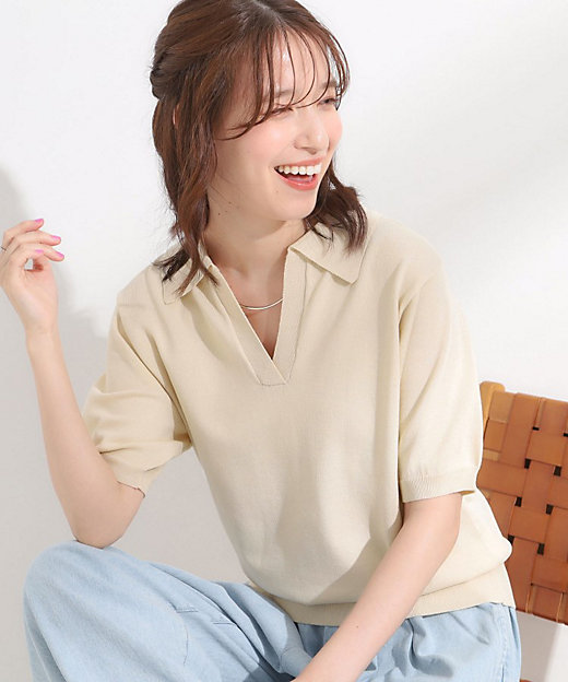 S－LL／洗える】大人の抜け感 スキッパーニット