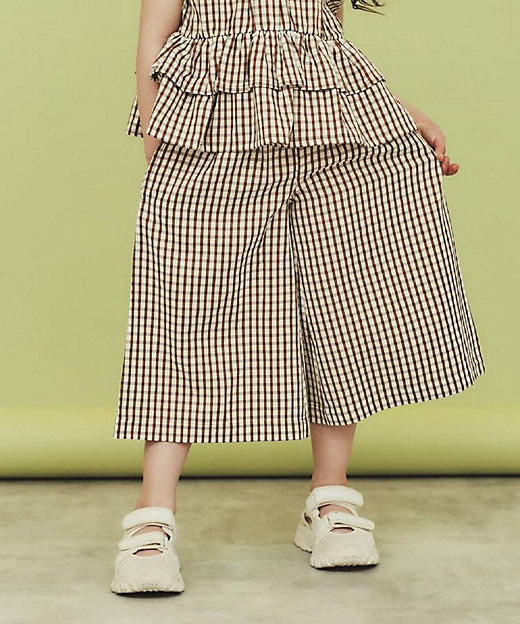 110－150】ギンガムチェック柄パンツ／セットアップ可・洗濯機