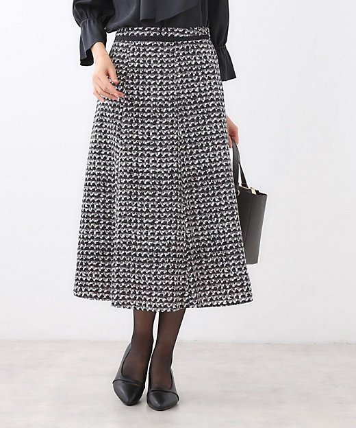 ニットスタイルが華やかに◎】チドリ風プリントフレアスカート