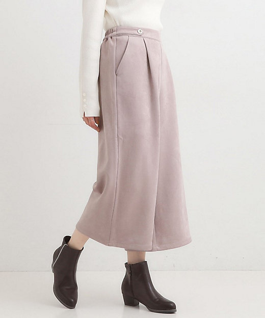 洗濯機可／S－LL】やわらかスエード調ガウチョパンツ