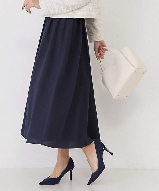 手洗い可／ウエストゴム】エアリーなフレアスカート