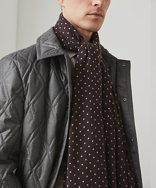 WOOL100％】大判ドットットプリントストール