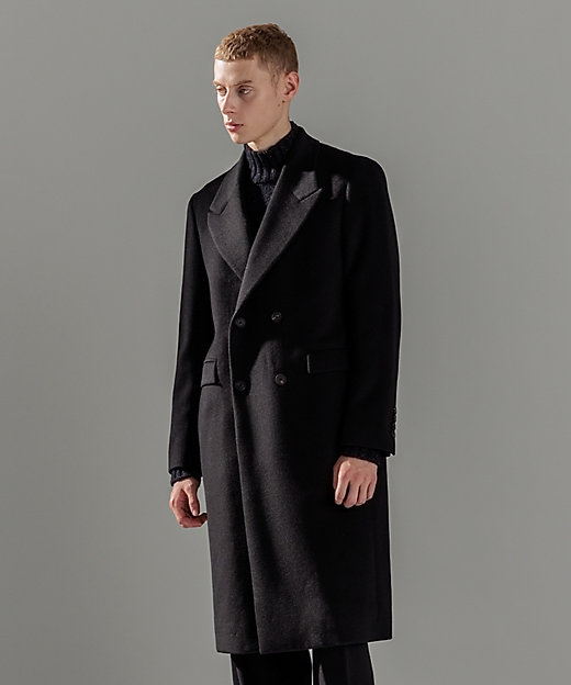 WEB限定】グロッシーウール ダブルブレストチェスターコート