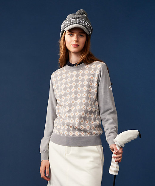 WOMEN】【ウォッシャブル】アーガイル ニット