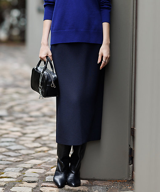 洗える】 シンセティックダブルフェイス ニットタイトスカート