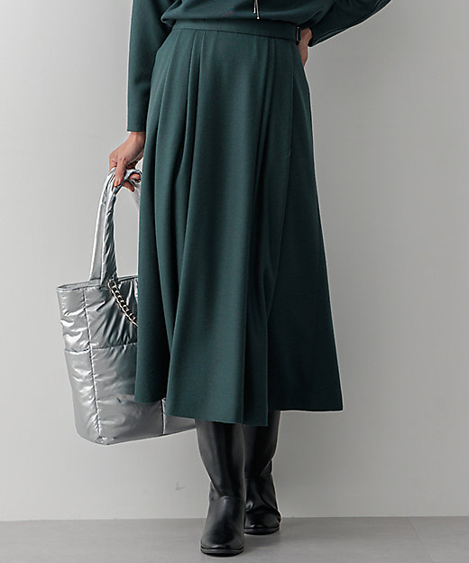 洗える】ウールミルドジャージー タック スカート