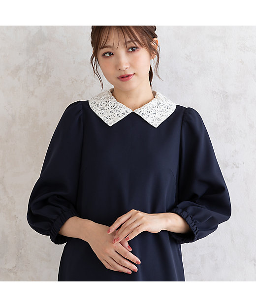 コード刺繍襟ワンピース（51011501） | Rose Tiara (Women