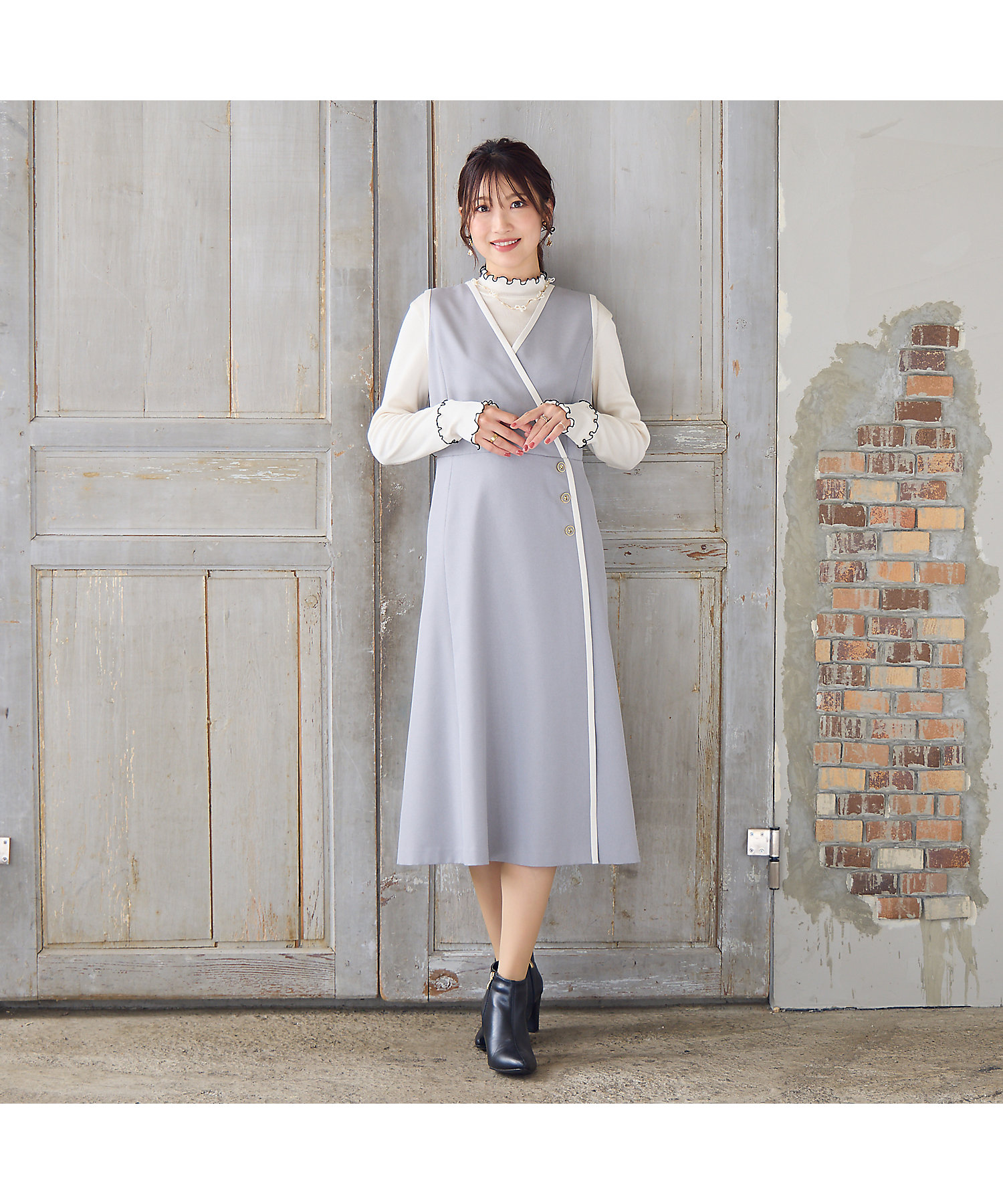 UVカット／吸汗性】バイカラージャンパースカート（51015508