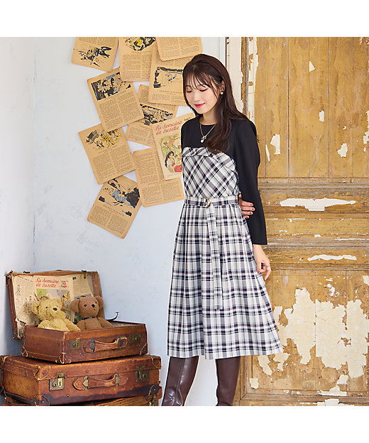 チェック切替ドッキングワンピース（51016510） | Rose Tiara